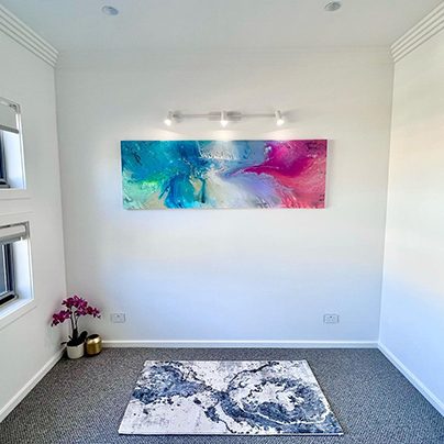 New lighting installed for art work in a room