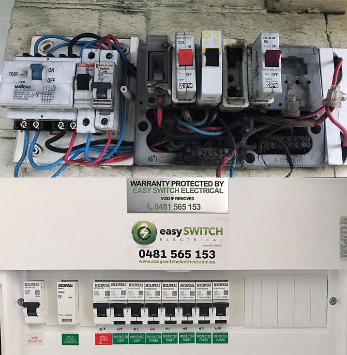 An Easy Switch Electrical electrician rewiring a switchboard