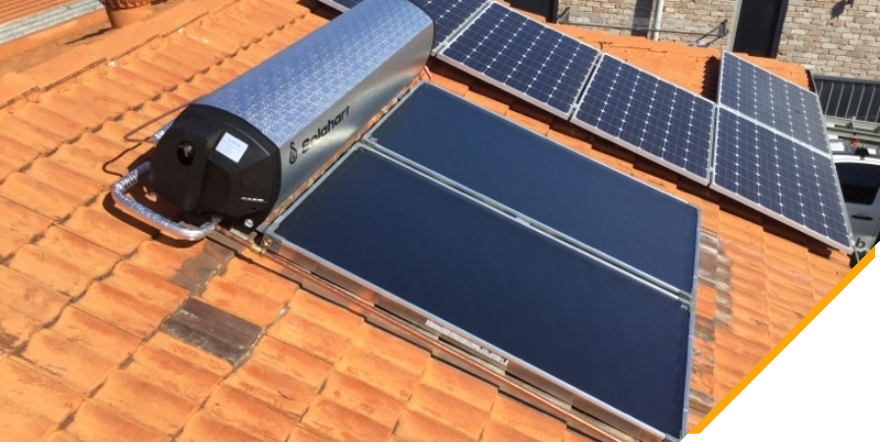 A newly installed solar hot water system
