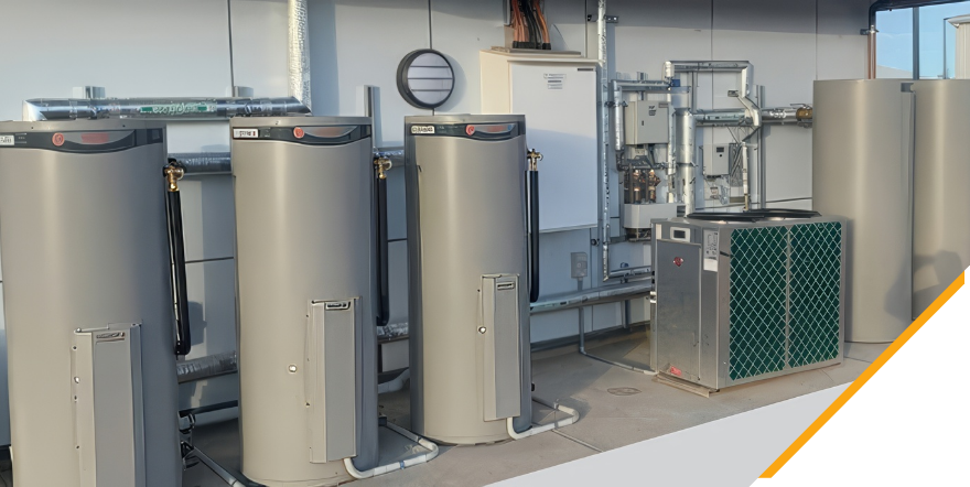 A commercial electric hot water system installation